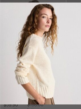 Quince Cotton Linen Relaxed Crew Sweater, NWT, S